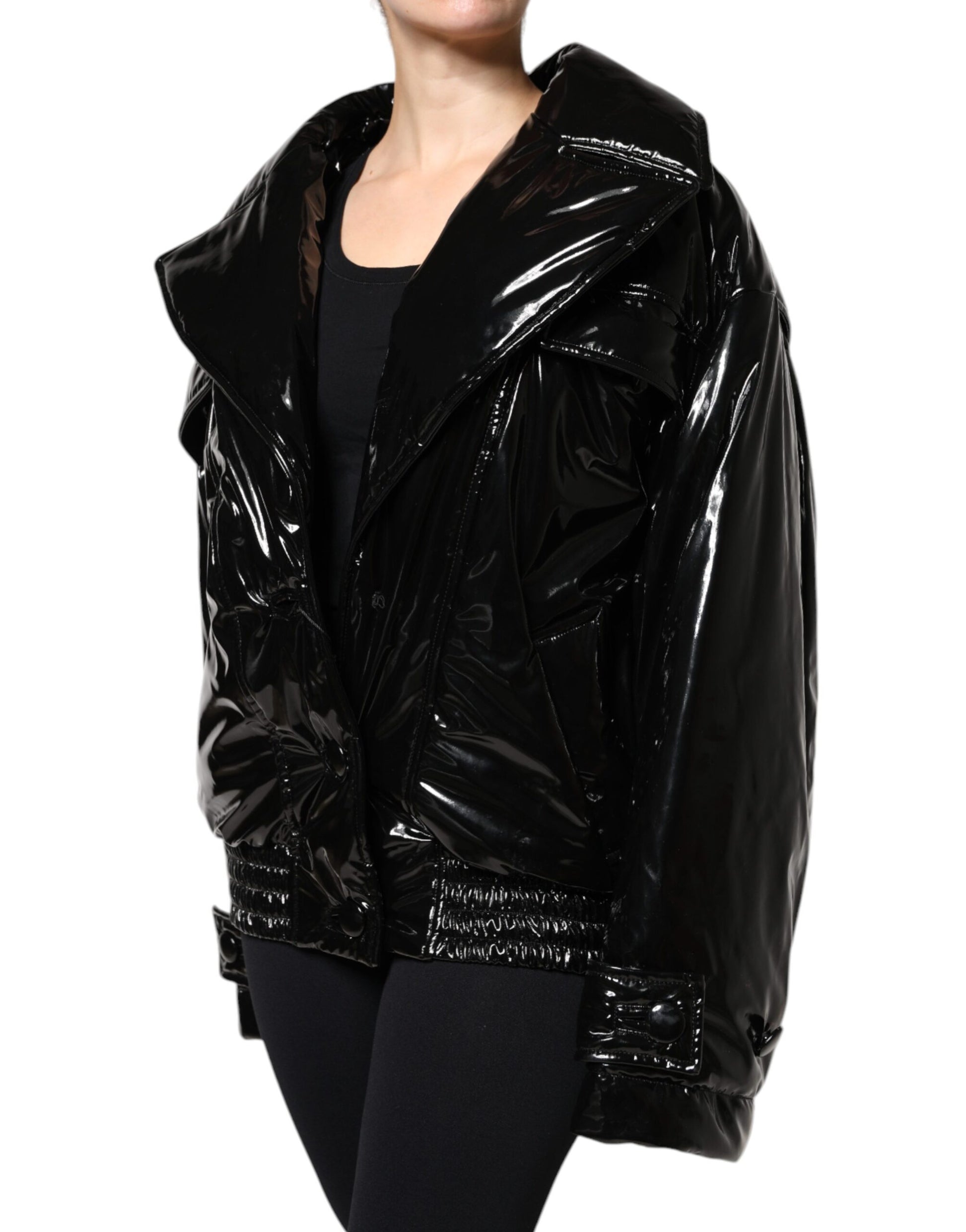 Dolce & Gabbana Black Polyester Button Down Blouson Jacket Dolce & Gabbana