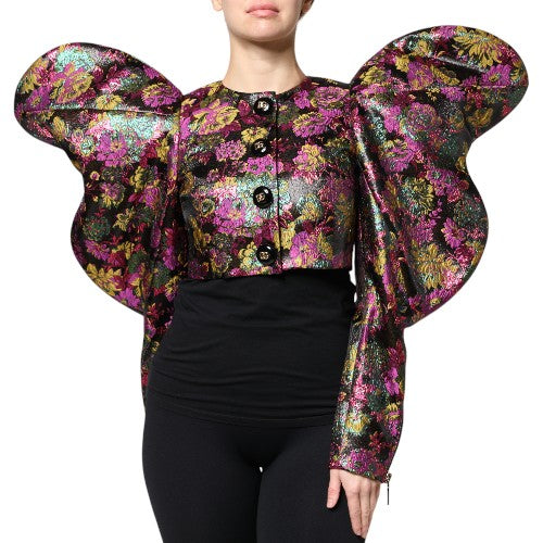 Dolce & Gabbana Multicolor Floral Jacquard Cropped Jacket Dolce & Gabbana