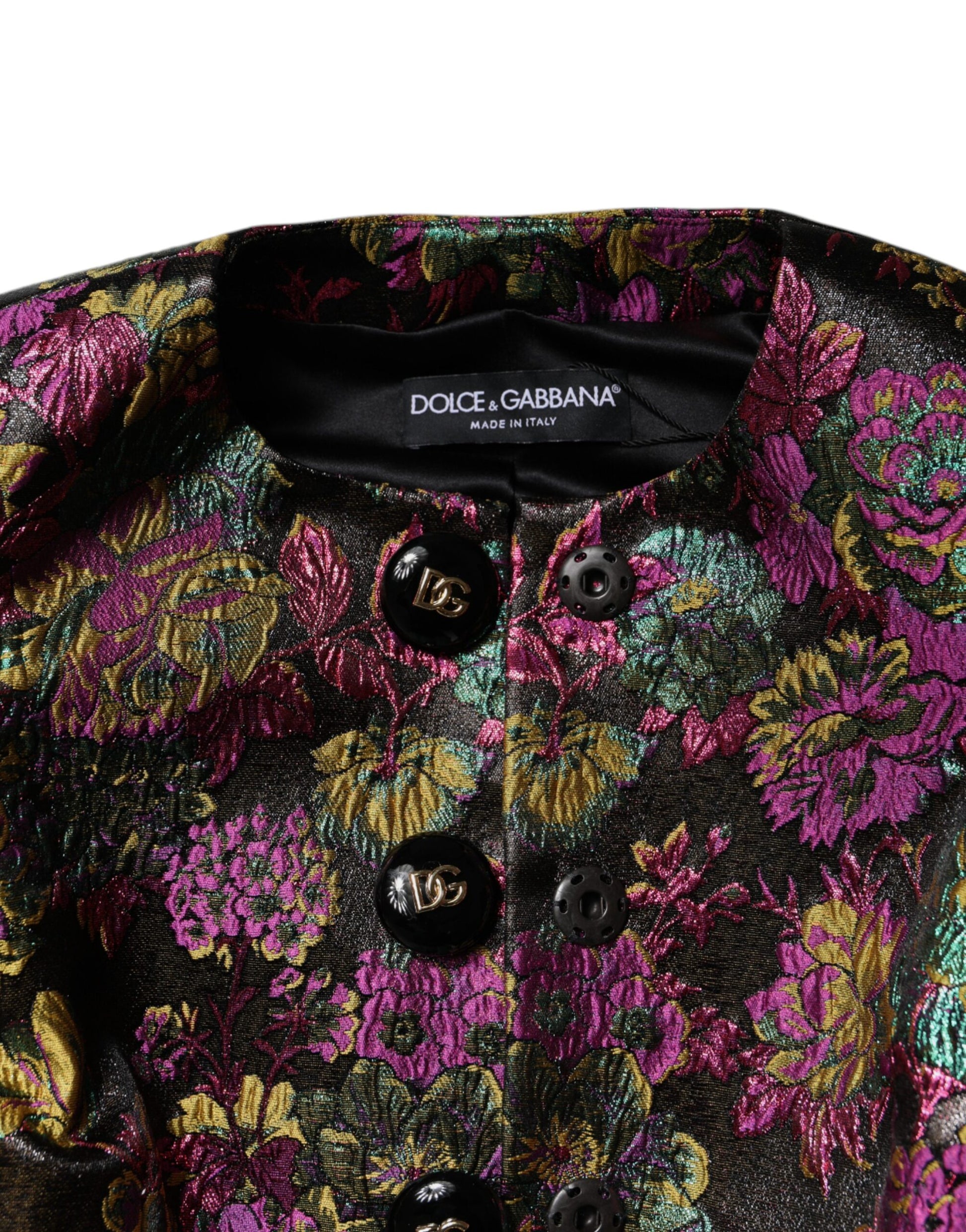Dolce & Gabbana Multicolor Floral Jacquard Cropped Jacket Dolce & Gabbana