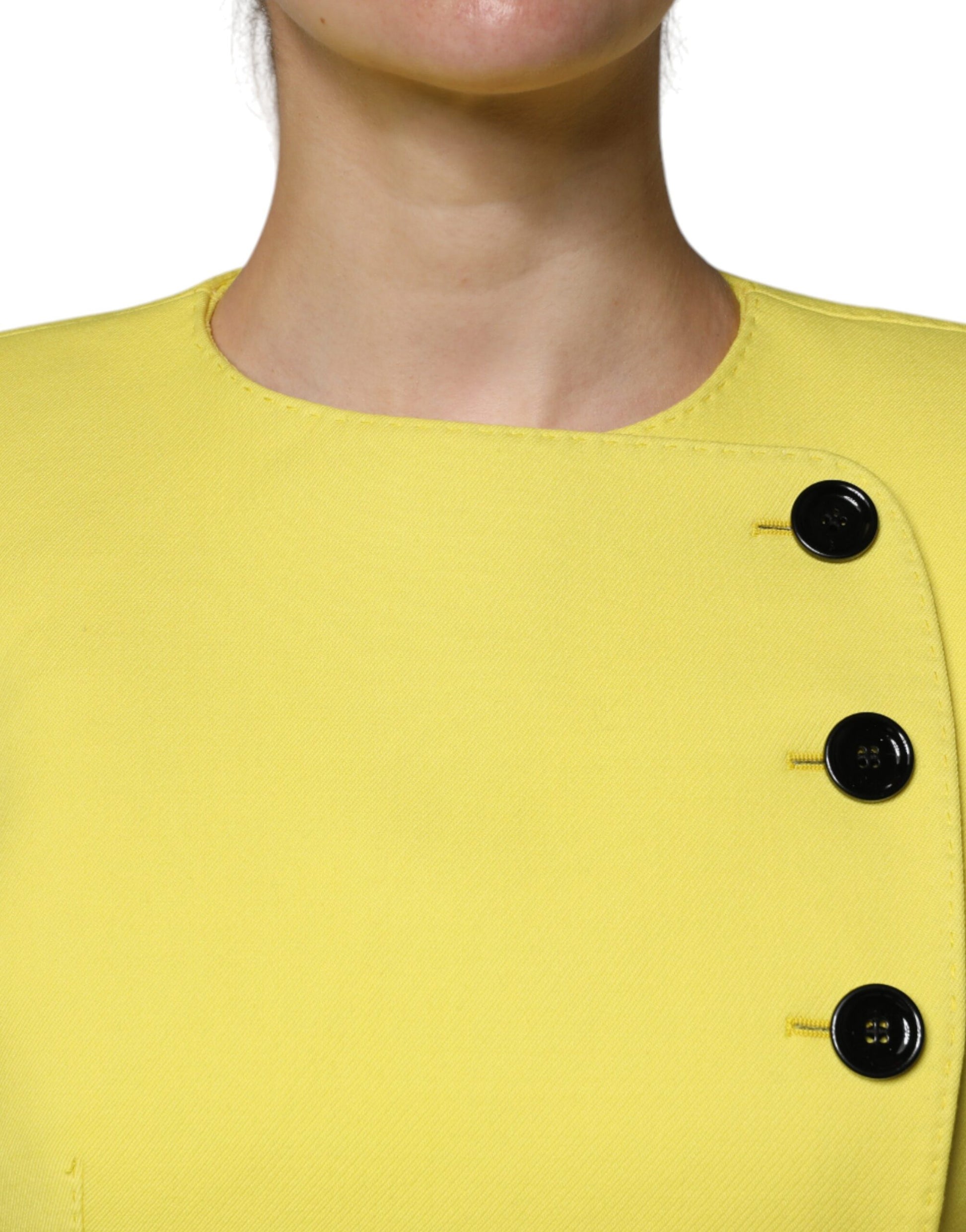 Dolce & Gabbana Lemon Yellow Wool Long Sleeves Cropped Coat Jacket Dolce & Gabbana
