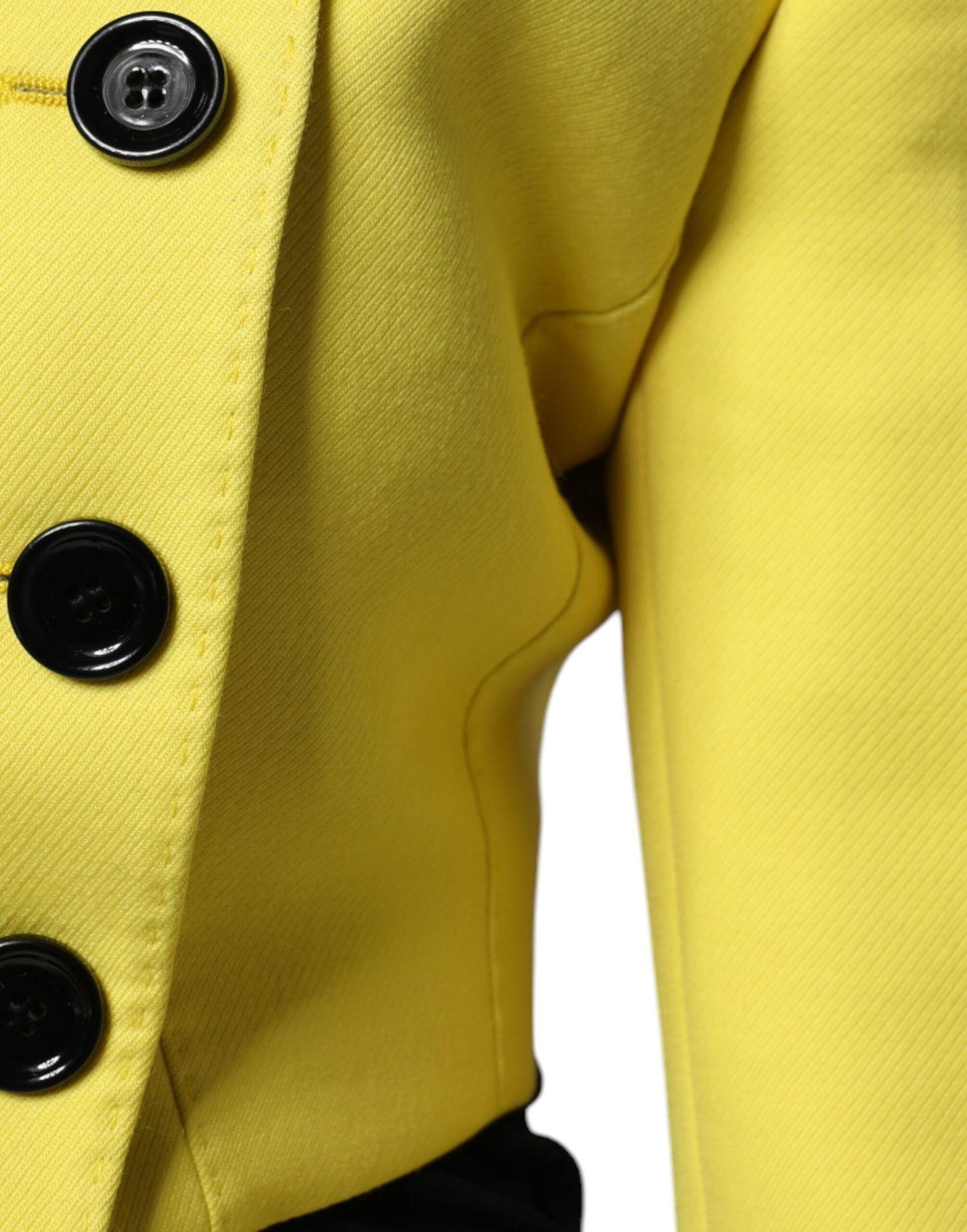 Dolce & Gabbana Lemon Yellow Wool Long Sleeves Cropped Coat Jacket Dolce & Gabbana