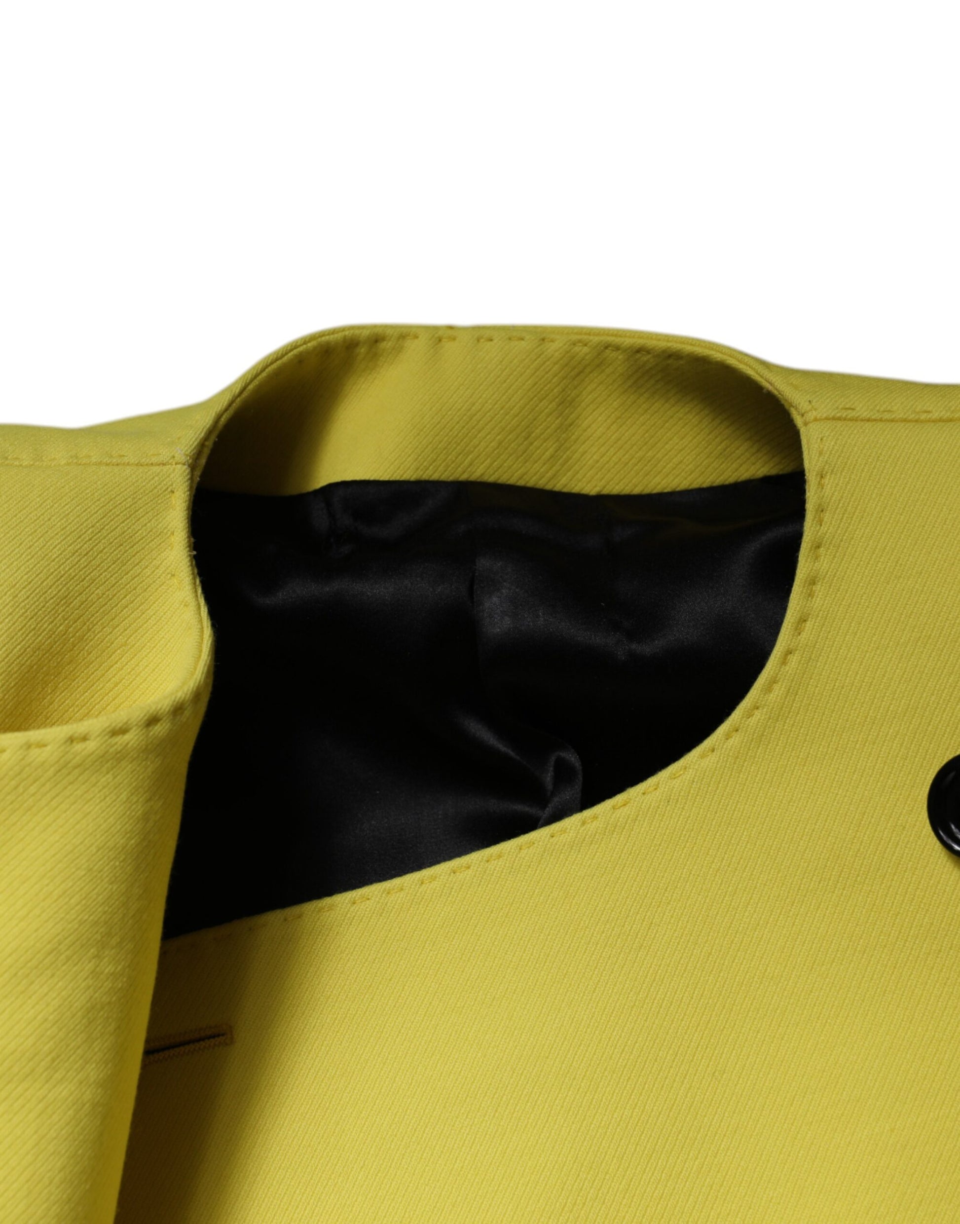 Dolce & Gabbana Lemon Yellow Wool Long Sleeves Cropped Coat Jacket Dolce & Gabbana