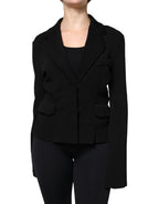 Dolce & Gabbana Black Viscose Single Breasted Blazer Jacket - Eljoys Fashion 