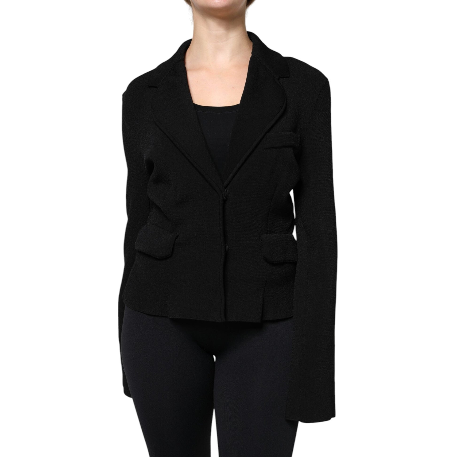 Dolce & Gabbana Black Viscose Single Breasted Blazer Jacket Dolce & Gabbana
