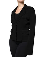 Dolce & Gabbana Black Viscose Single Breasted Blazer Jacket - Eljoys Fashion 