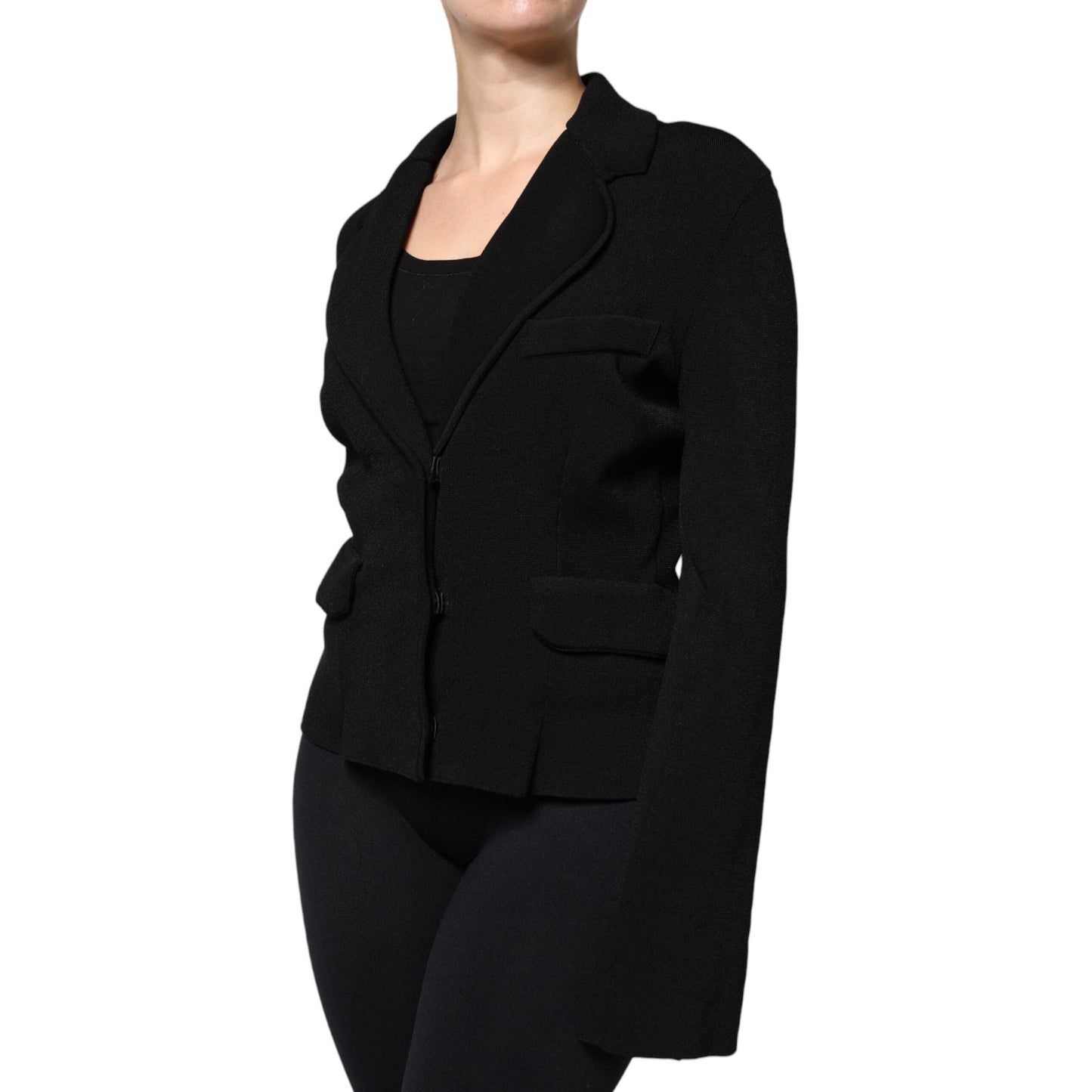 Dolce & Gabbana Black Viscose Single Breasted Blazer Jacket Dolce & Gabbana