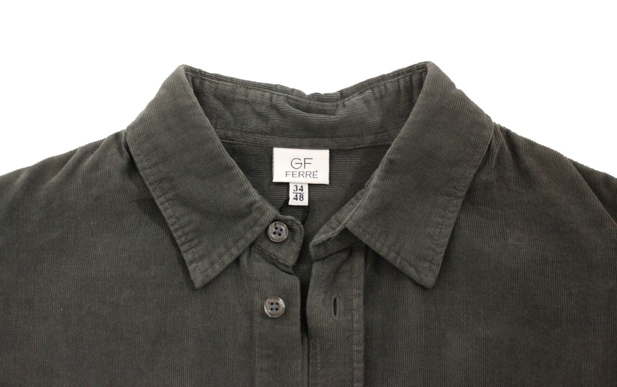 GF Ferre Green Button Front Cotton Casual Shirt GF Ferre