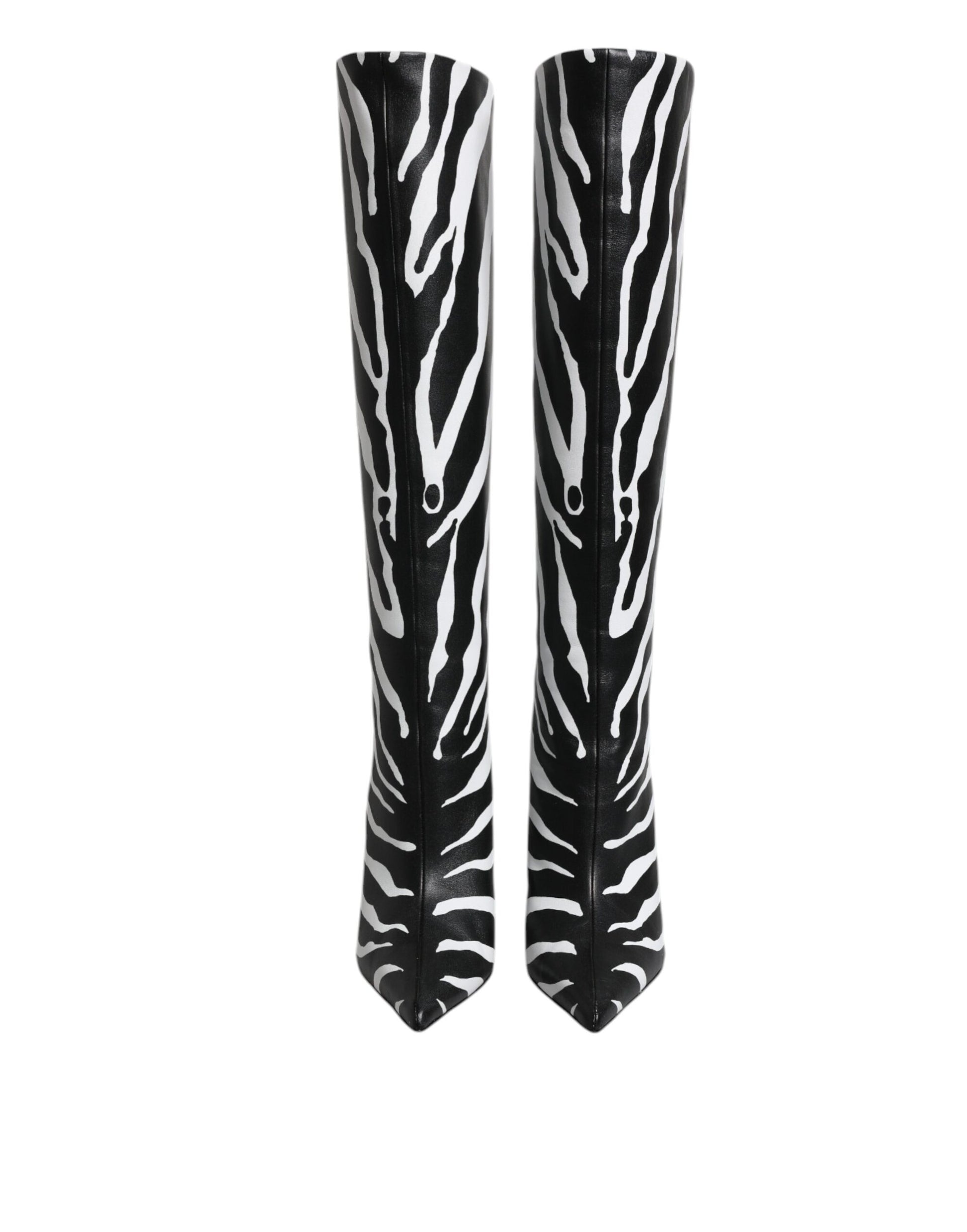 Dolce & Gabbana Black White Zebra Heels High Boots Shoes Dolce & Gabbana