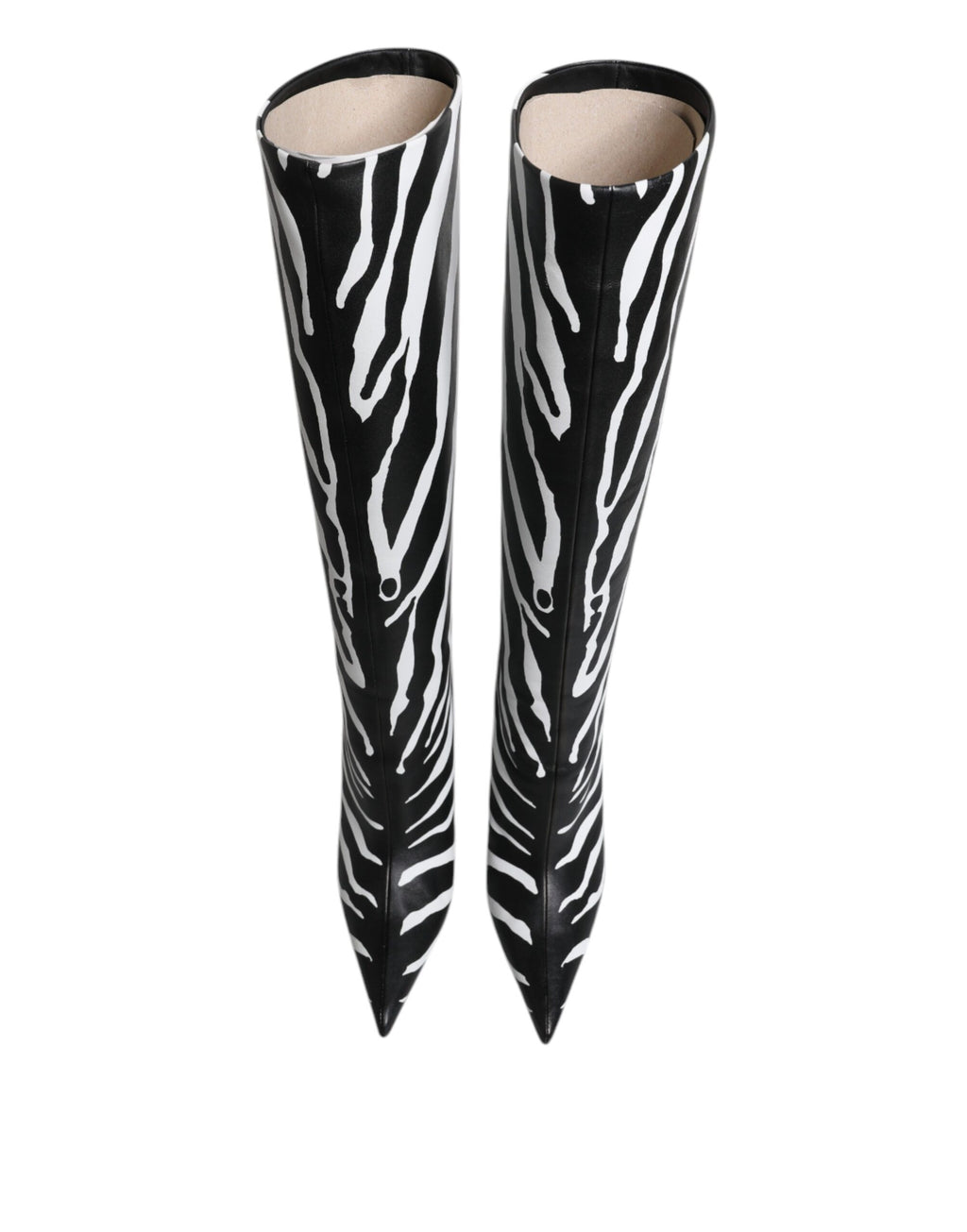 Dolce & Gabbana Black White Zebra Heels High Boots Shoes - Eljoys Fashion 