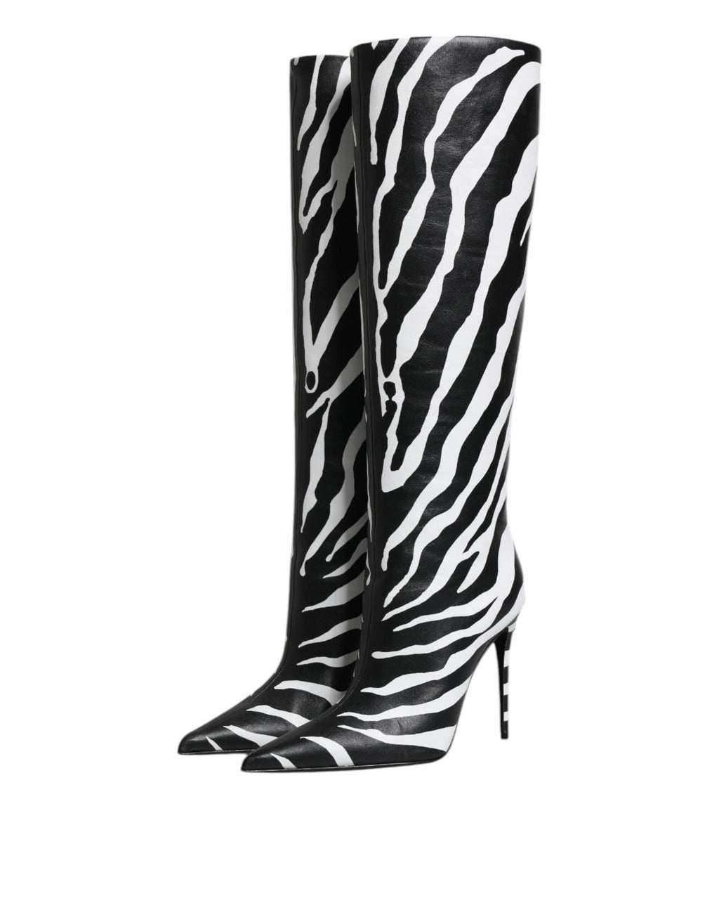 Dolce & Gabbana Black White Zebra Heels High Boots Shoes - Eljoys Fashion 