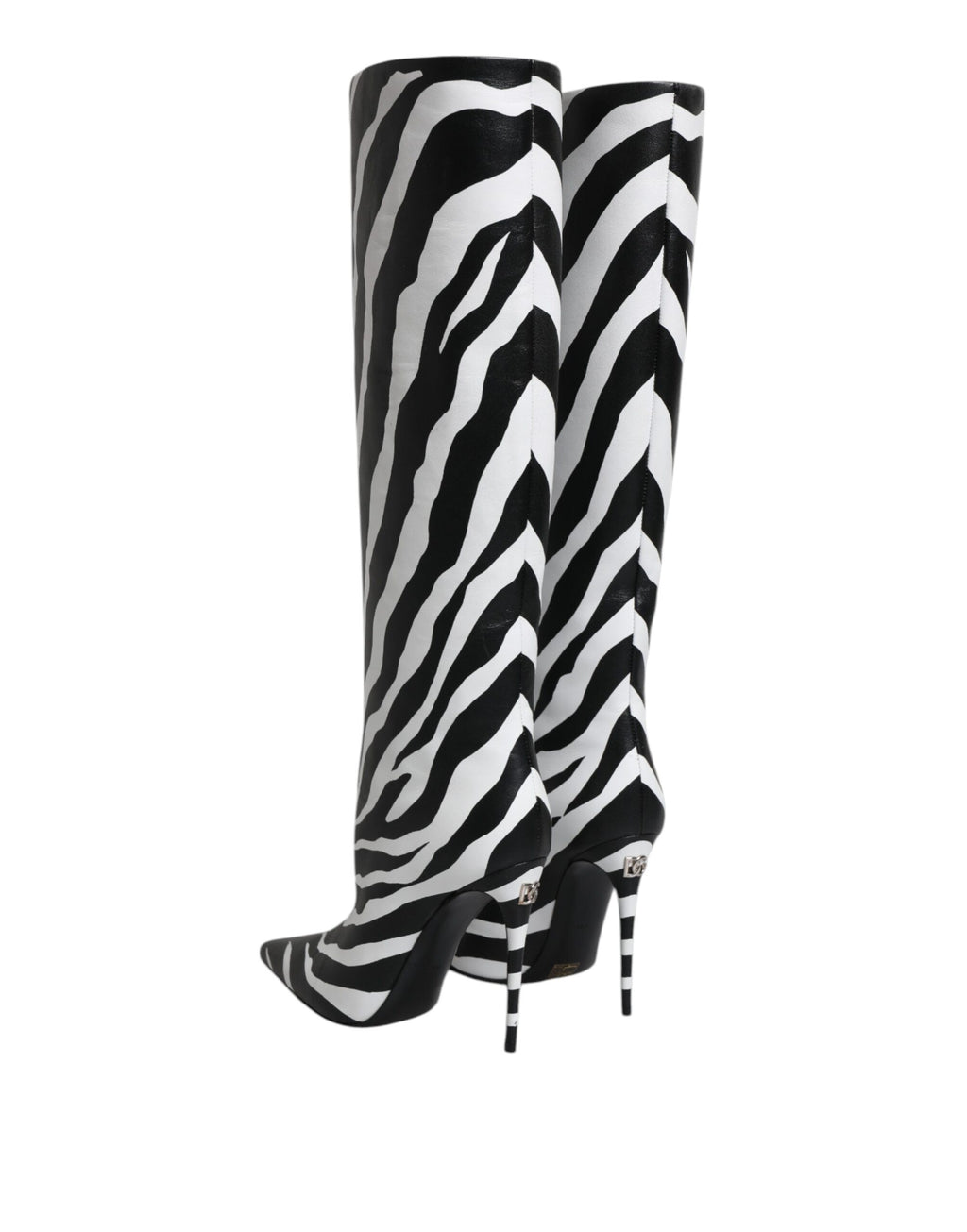 Dolce & Gabbana Black White Zebra Heels High Boots Shoes - Eljoys Fashion 