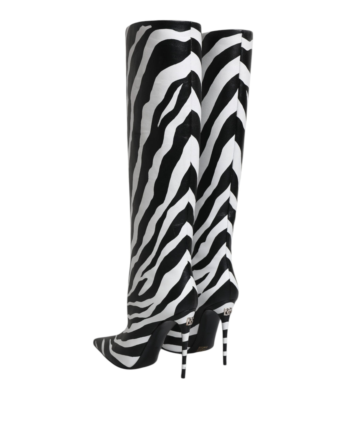 Dolce & Gabbana Black White Zebra Heels High Boots Shoes - Eljoys Fashion 