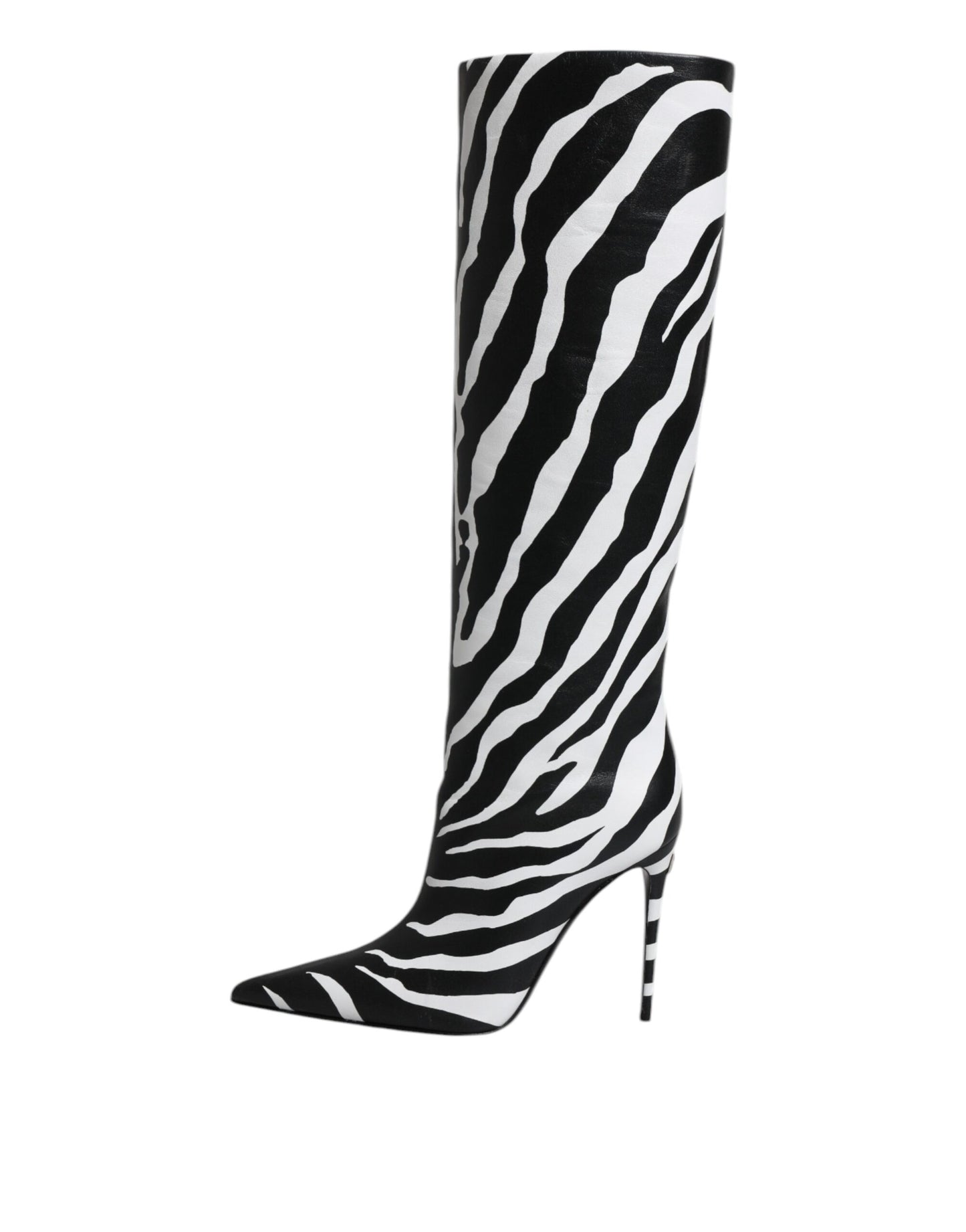 Dolce & Gabbana Black White Zebra Heels High Boots Shoes Dolce & Gabbana