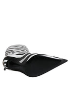 Dolce & Gabbana Black White Zebra Heels High Boots Shoes - Eljoys Fashion 