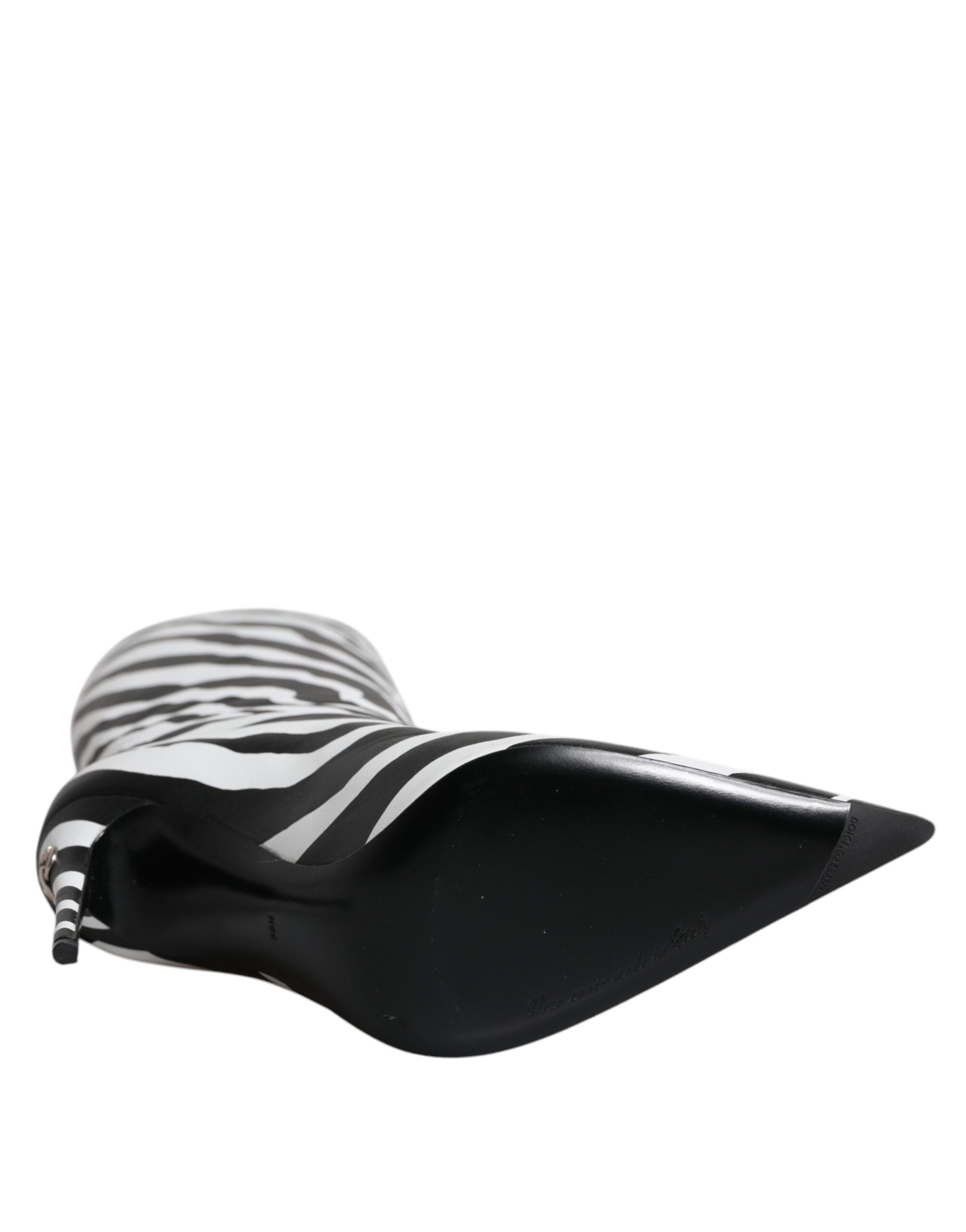 Dolce & Gabbana Black White Zebra Heels High Boots Shoes Dolce & Gabbana