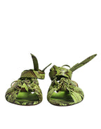 Dolce & Gabbana Green Animal Print Ankle Wrap Sandals Shoes - Eljoys Fashion 