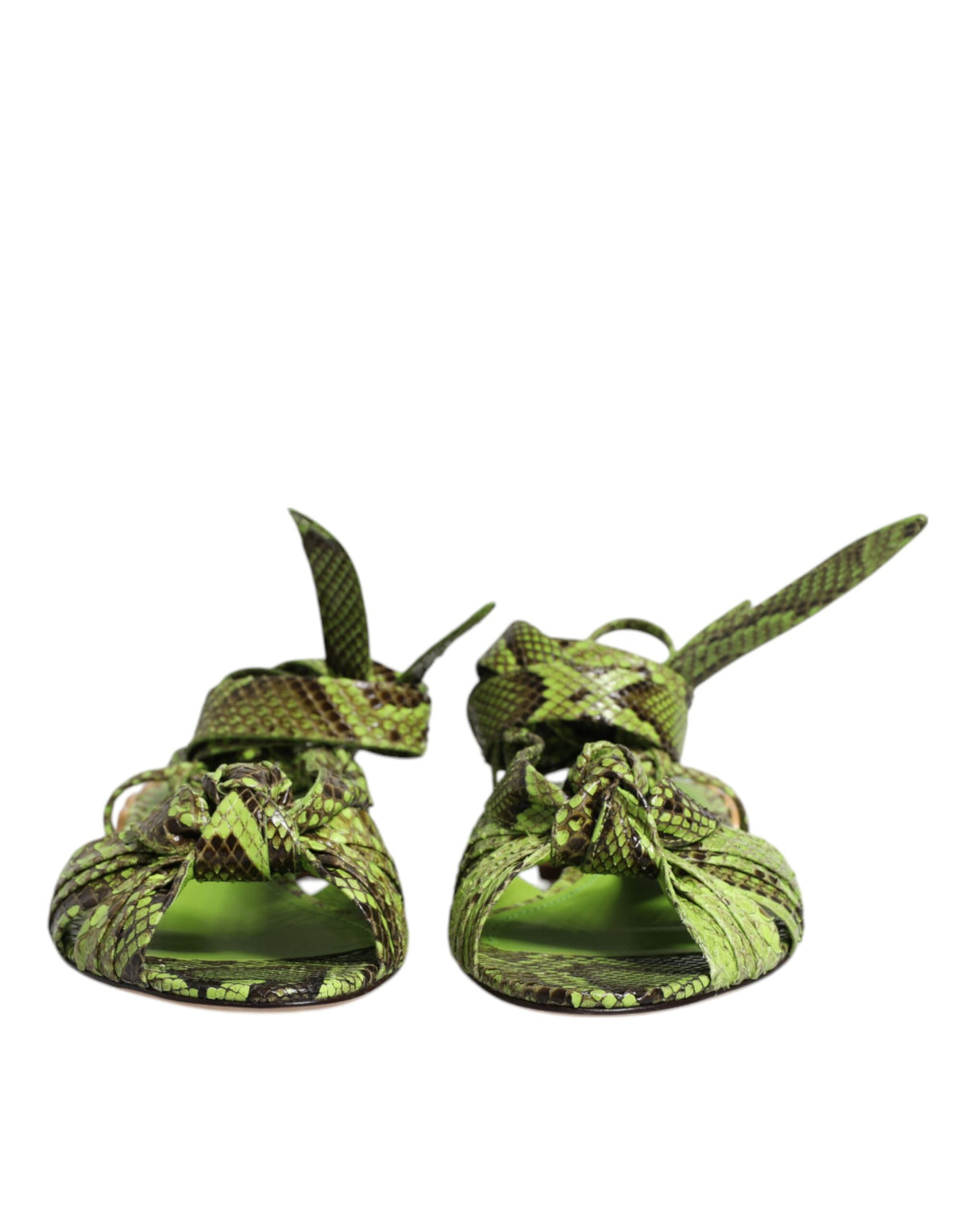 Dolce & Gabbana Green Animal Print Ankle Wrap Sandals Shoes - Eljoys Fashion 