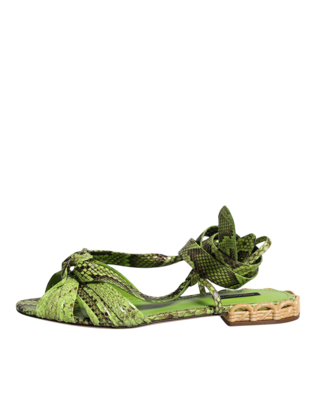 Dolce & Gabbana Green Animal Print Ankle Wrap Sandals Shoes - Eljoys Fashion 