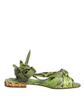 Dolce & Gabbana Green Animal Print Ankle Wrap Sandals Shoes - Eljoys Fashion 