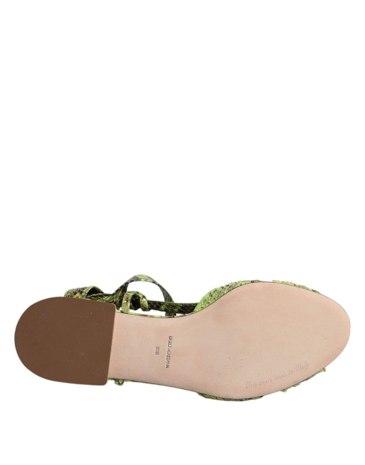 Dolce & Gabbana Green Animal Print Ankle Wrap Sandals Shoes - Eljoys Fashion 