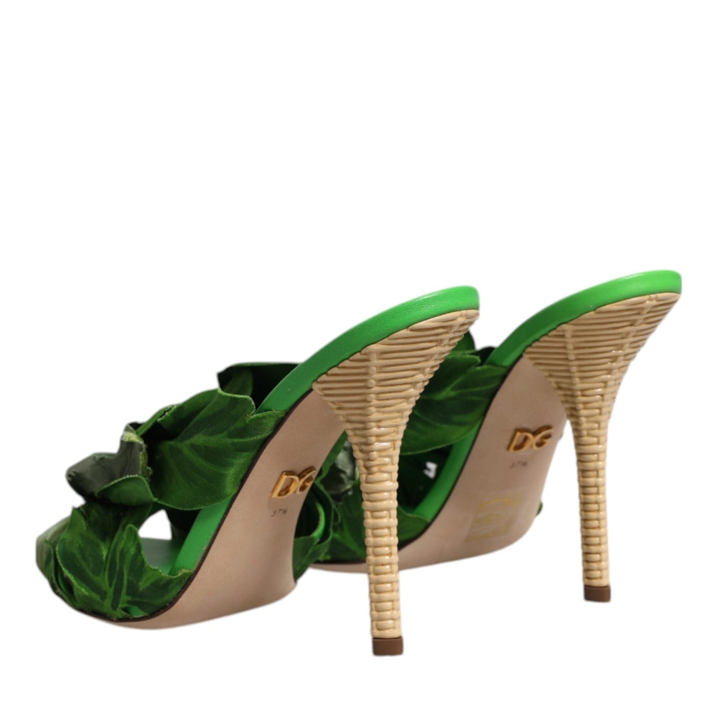 Dolce & Gabbana Green Crystal Slides KEIRA Sandal Shoes