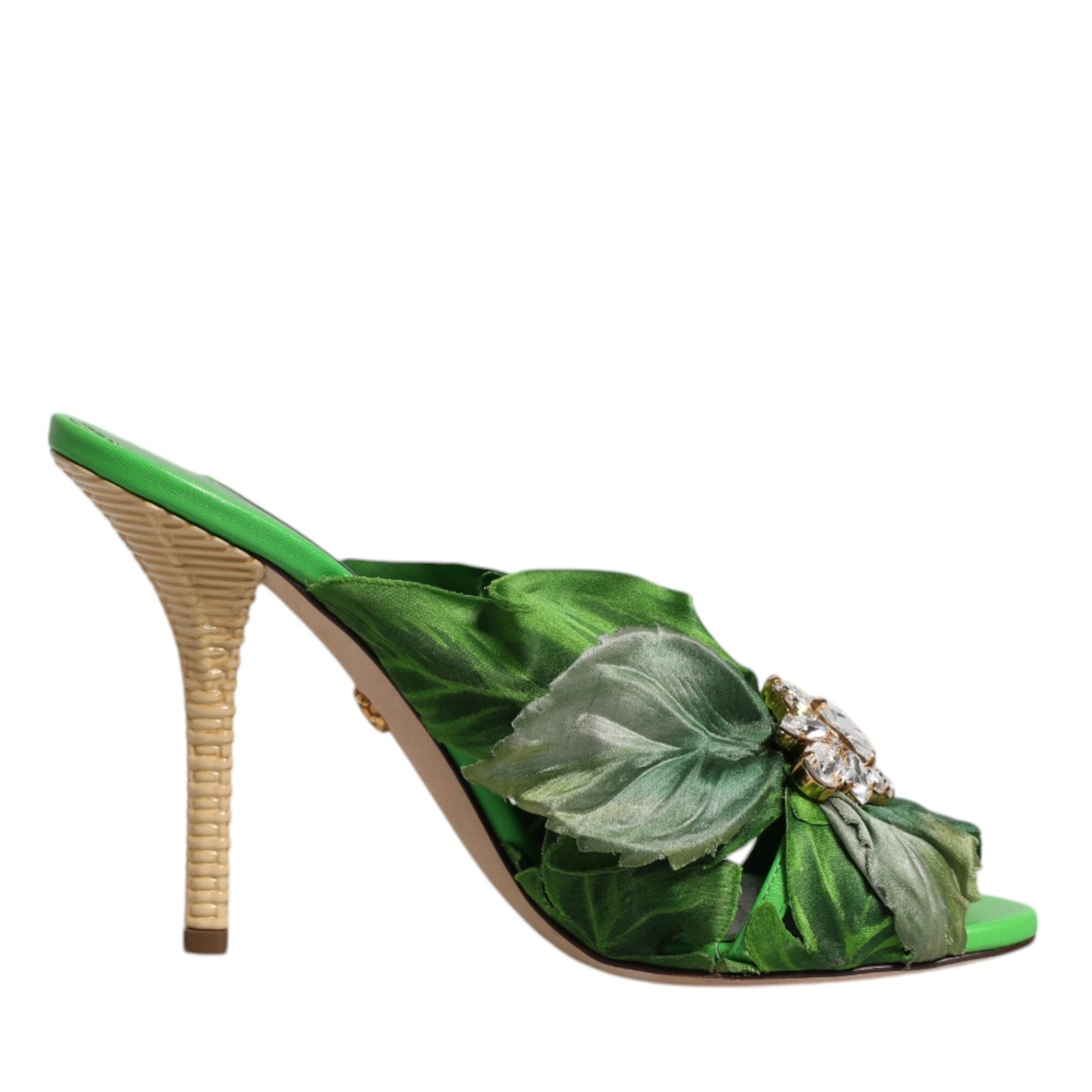 Dolce & Gabbana Green Crystal Slides KEIRA Sandal Shoes