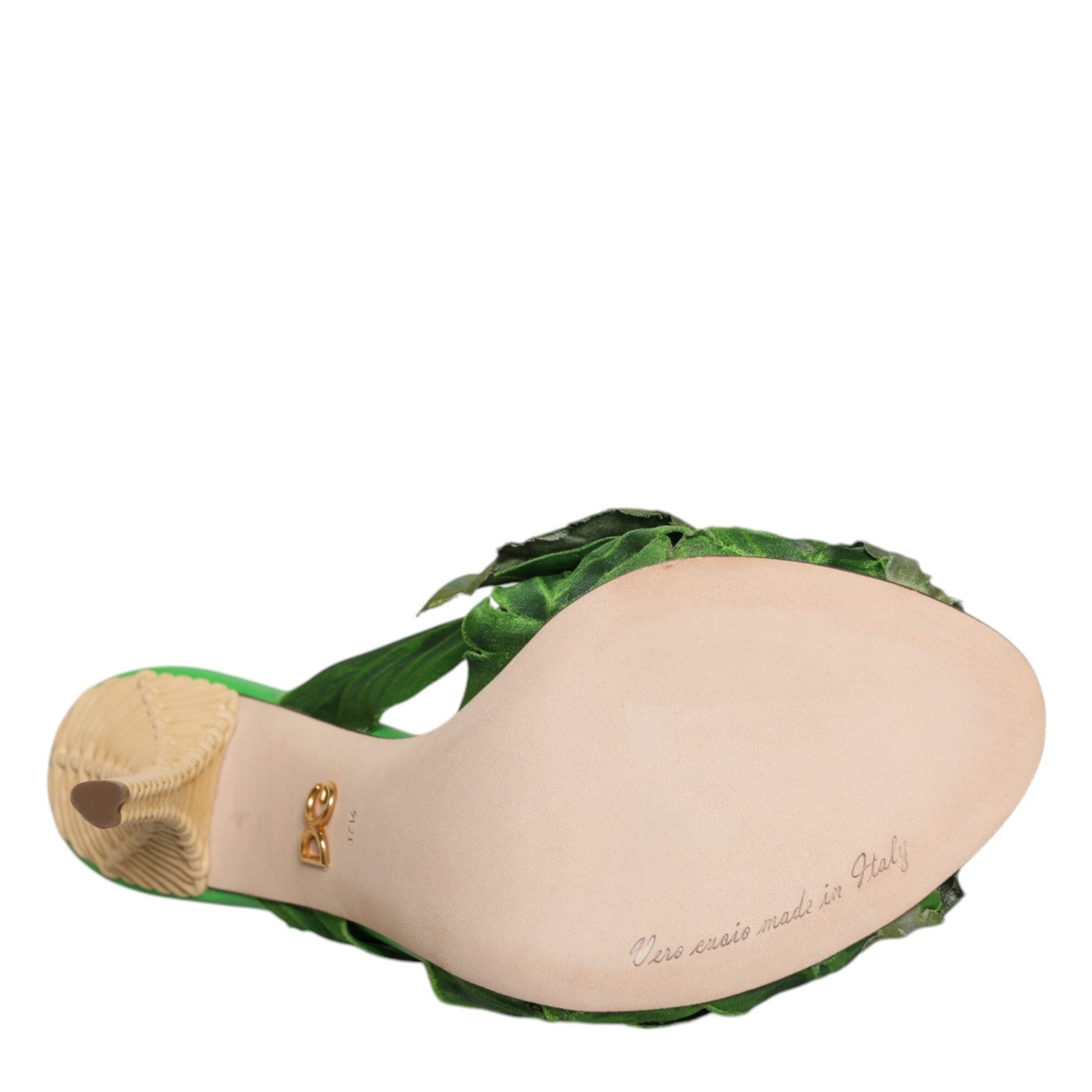 Dolce & Gabbana Green Crystal Slides KEIRA Sandal Shoes