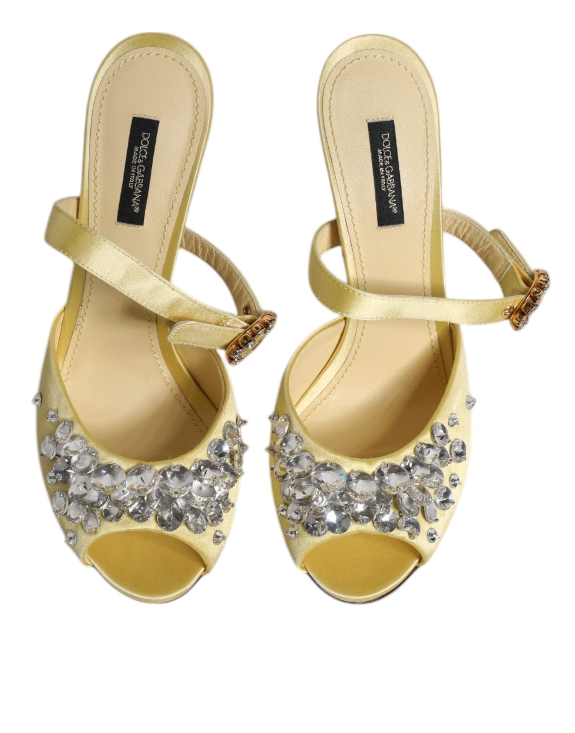 Dolce & Gabbana Yellow Crystal Slides KEIRA Sandals Shoes Dolce & Gabbana