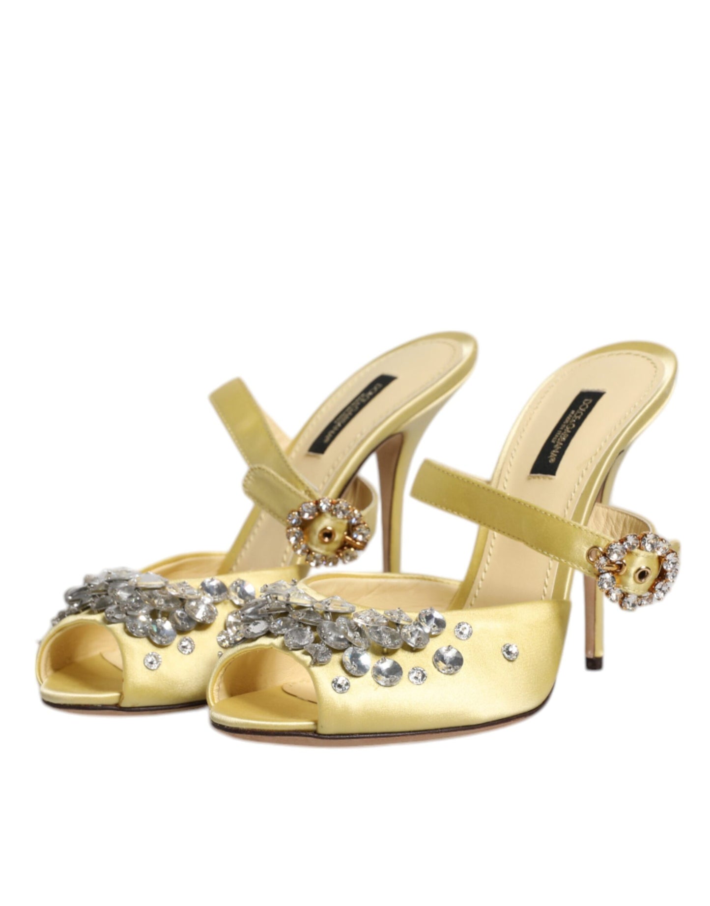 Dolce & Gabbana Yellow Crystal Slides KEIRA Sandals Shoes Dolce & Gabbana