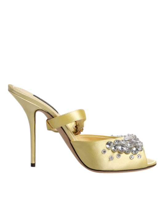 Dolce & Gabbana Yellow Crystal Slides KEIRA Sandals Shoes Dolce & Gabbana