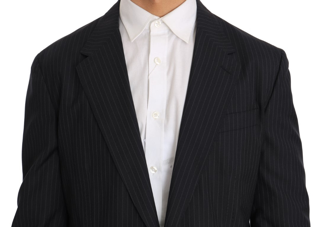 Dolce & Gabbana Gray Striped Wool Jacket Coat Slim Blazer Dolce & Gabbana