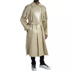 Bottega Veneta Beige Lambskin Leather Trench Coat Jacket - Eljoys Fashion 