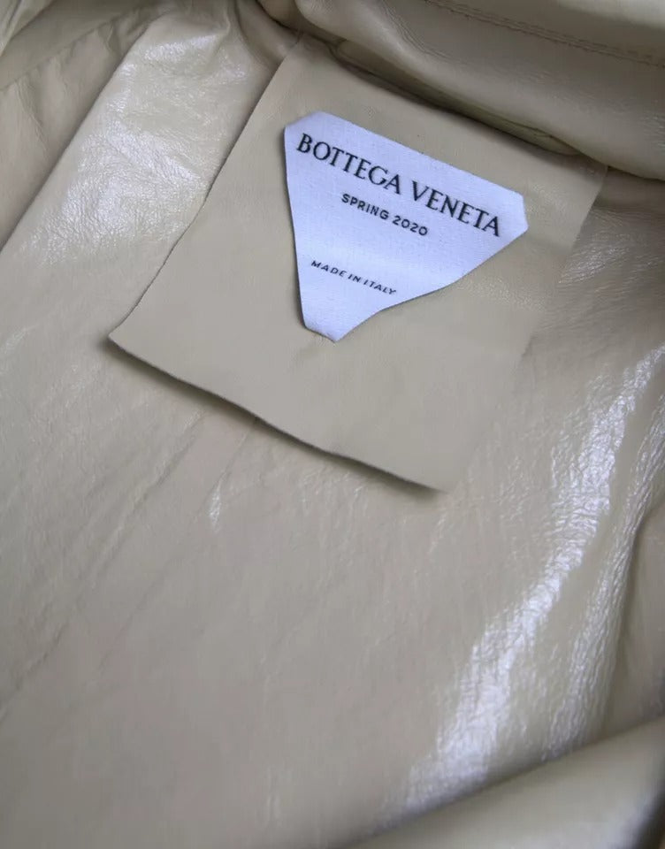 Bottega Veneta Beige Lambskin Leather Trench Coat Jacket - Eljoys Fashion 