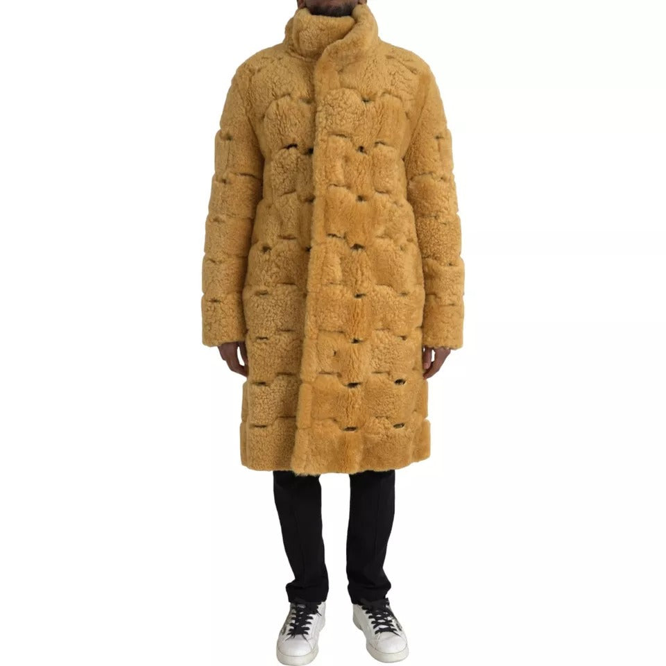 Bottega Veneta Yellow Wool Long Teddy Coat Jacket - Eljoys Fashion 