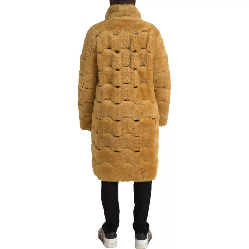 Bottega Veneta Yellow Wool Long Teddy Coat Jacket - Eljoys Fashion 