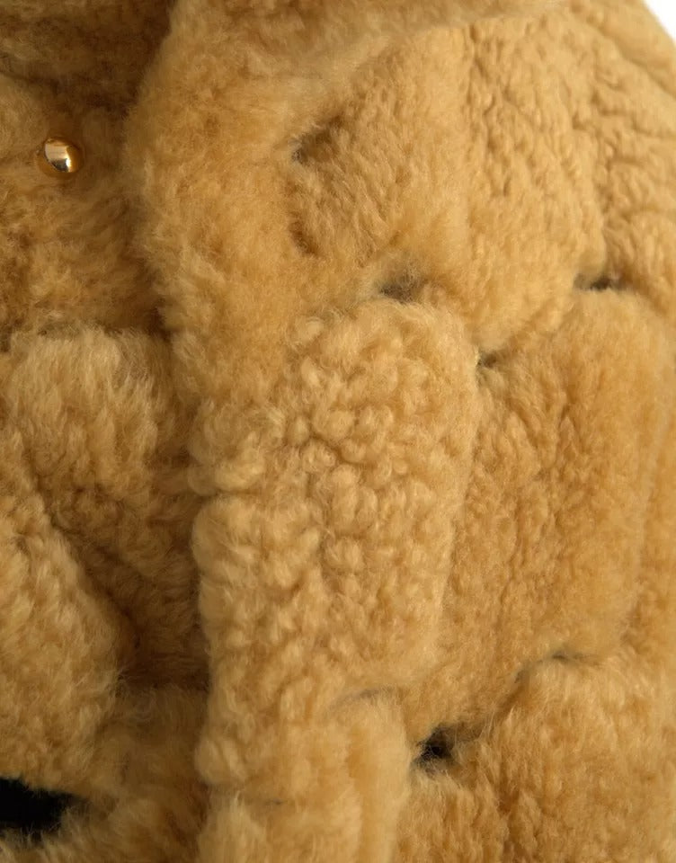 Bottega Veneta Yellow Wool Long Teddy Coat Jacket - Eljoys Fashion 