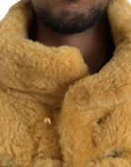 Bottega Veneta Yellow Wool Long Teddy Coat Jacket - Eljoys Fashion 