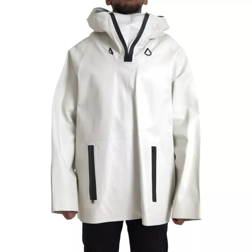 Bottega Veneta White Leather Men Waterproof Jacket Blouson - Eljoys Fashion 