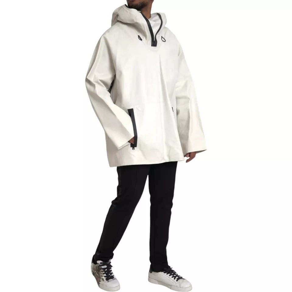 Bottega Veneta White Leather Men Waterproof Jacket Blouson - Eljoys Fashion 