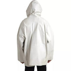 Bottega Veneta White Leather Men Waterproof Jacket Blouson - Eljoys Fashion 