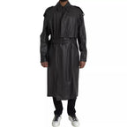 Bottega Veneta Black Leather Men Waterproof Trenchcoat Jacket - Eljoys Fashion 