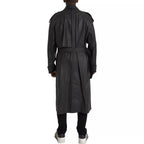 Bottega Veneta Black Leather Men Waterproof Trenchcoat Jacket - Eljoys Fashion 