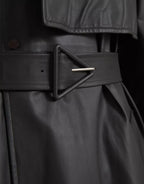 Bottega Veneta Black Leather Men Waterproof Trenchcoat Jacket - Eljoys Fashion 