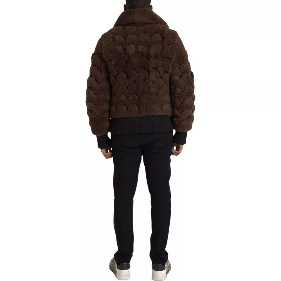 Bottega Veneta Brown Fur Lamb Shearling Coat Jacket - Eljoys Fashion 