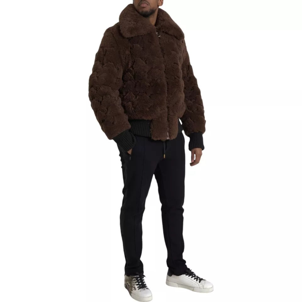 Bottega Veneta Brown Fur Lamb Shearling Coat Jacket - Eljoys Fashion 