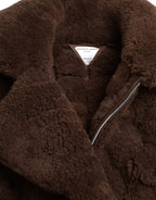 Bottega Veneta Brown Fur Lamb Shearling Coat Jacket - Eljoys Fashion 