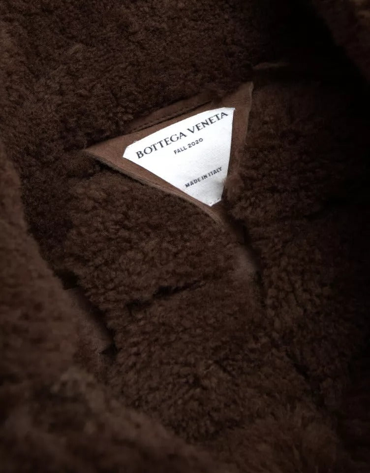 Bottega Veneta Brown Fur Lamb Shearling Coat Jacket - Eljoys Fashion 