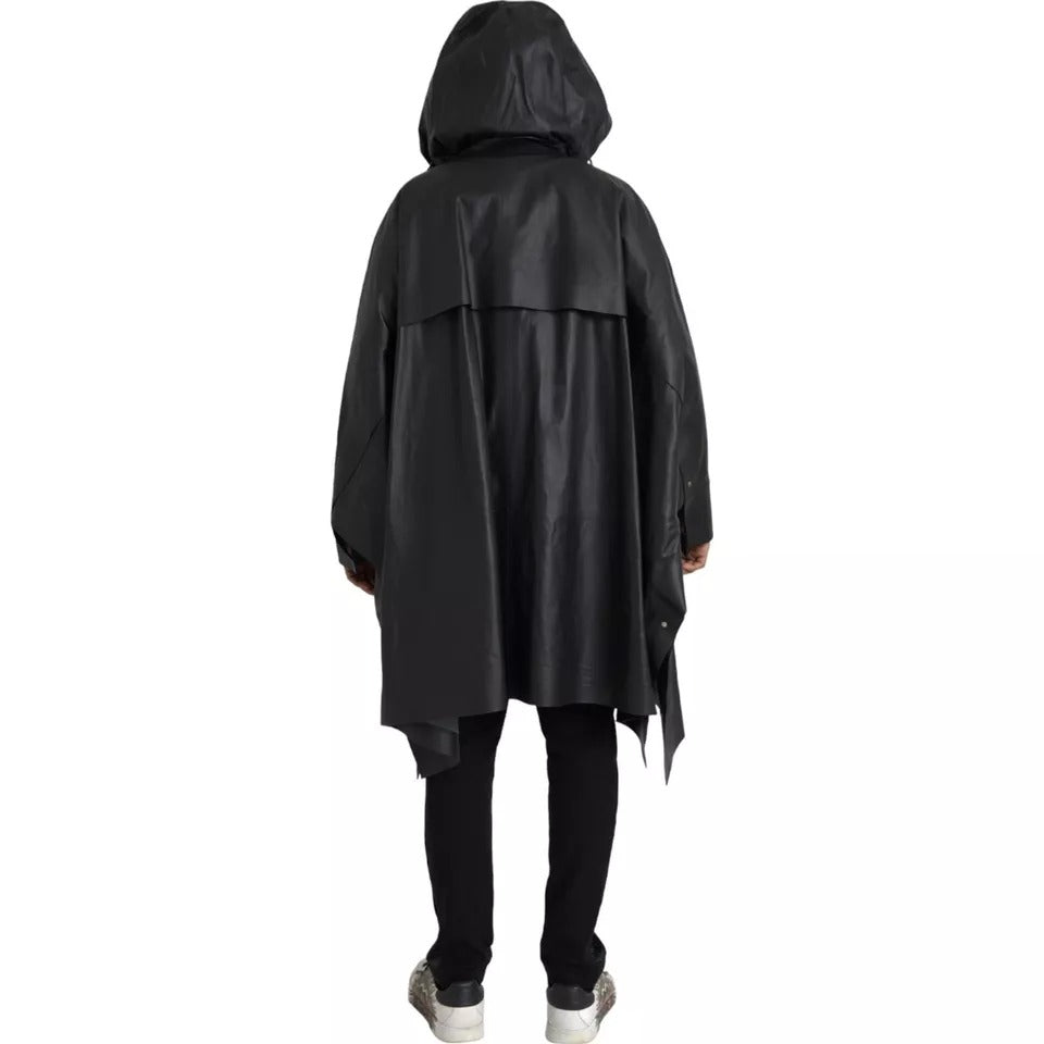 Bottega Veneta Black Leather Hooded Men Trenchcoat Jacket Bottega Veneta