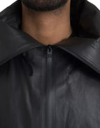 Bottega Veneta Black Leather Hooded Men Trenchcoat Jacket - Eljoys Fashion 