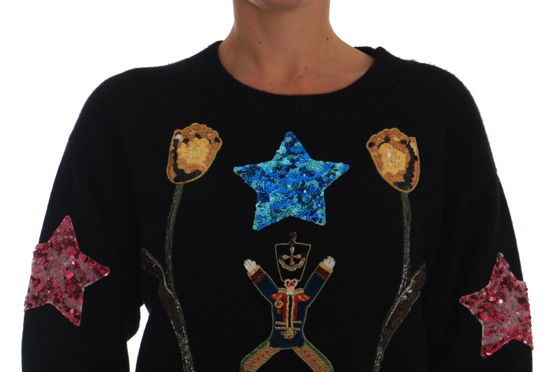 Dolce & Gabbana Fairy Tale Crystal Black Cashmere Sweater Dolce & Gabbana